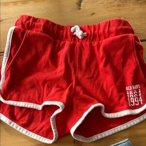 Old Navy Red Terry Shorts with White Trim Size 6/7